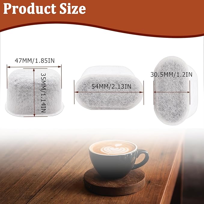 6 Pack Charcoal Water Filters for Breville Espresso Machine,Disposable Coffee Filters for Breville BWF100 Replacement