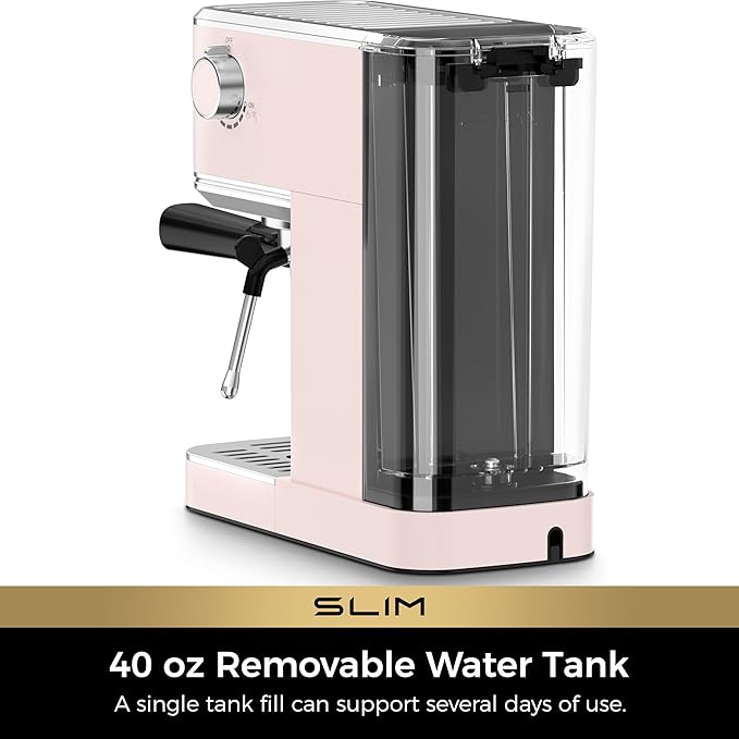 CHULUX Slim 2026 Upgrade Espresso Machine with Milk Frother Steam Wand, 20 Bar Professional Italian Pump Espresso Coffee Machine for Home Cappuccino & Latte Maker, Stainless Steel, Pink