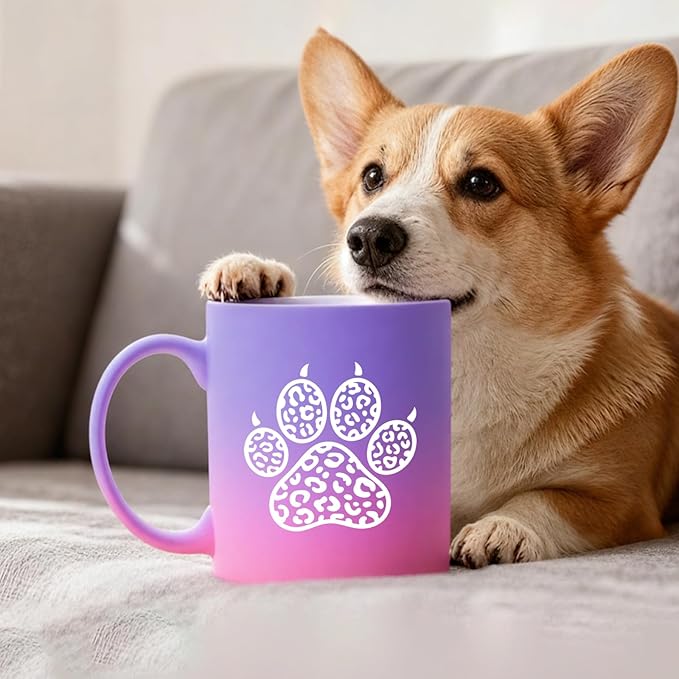 G MUGS Dog Paw Ceramic Coffee Mug, Leopard Print Pet Paw Design Mug, Tea Mug, Unique Animal Lover Gift for Women Men,13oz Before Sunset Mug