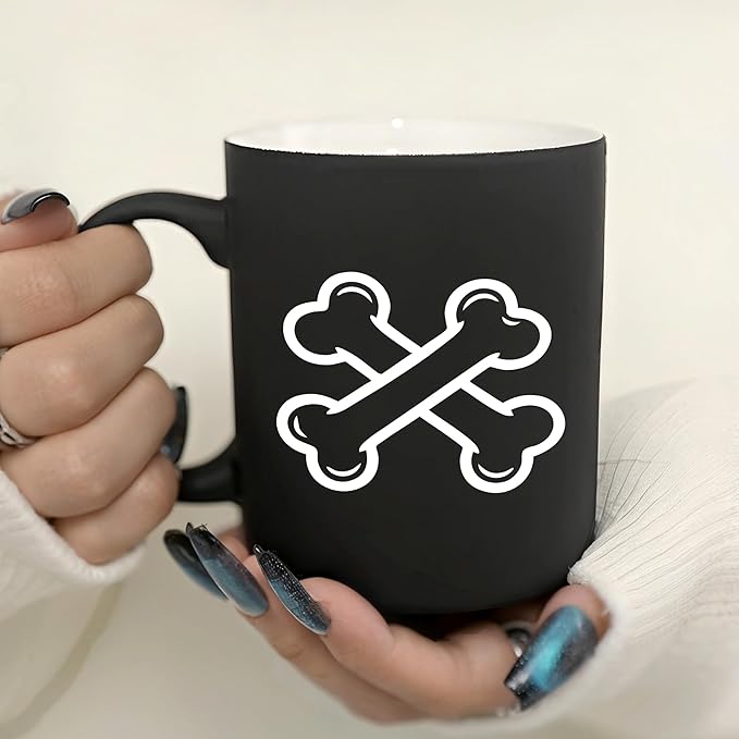 G MUGS Dog Bone Ceramic Coffee Mug - 13oz Tea Mug with Crossed Dog Bones Design, Cute Dog Lover Mug for Pet Owners, Gift for Women Men Black Mug