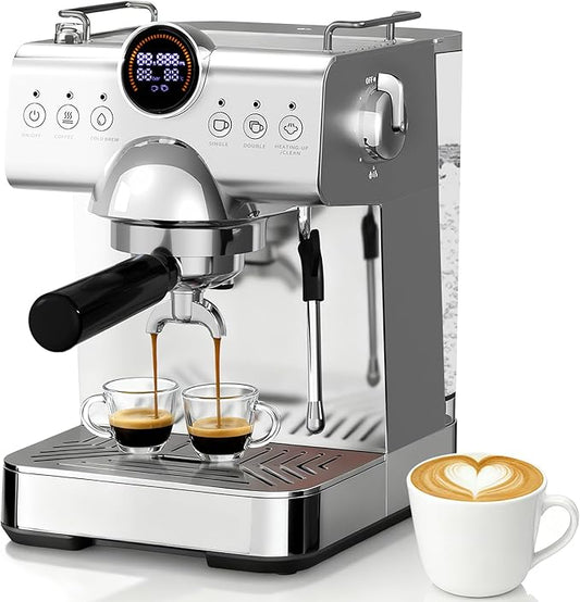 Havato 20 Bar Espresso Machine,Hot & Cold Brew Espresso Coffee Maker with Milk Frother,50oz Water Tank,LCD Display,Single & Double,Cappuccino & Latte Machine for Home