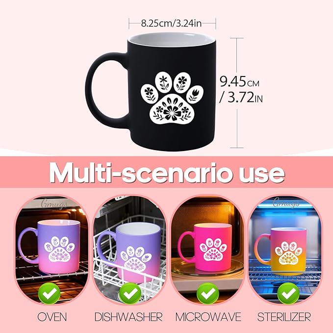 G MUGS Floral Dog Paw Ceramic Coffee Mug - 13oz Ceramic Tea Mug with Flower Decorated Paw Print Design,Gift for Pet Owners Women Men, Cute Dog Lover Yellow And Pink Mug