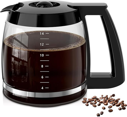 14-Cup Coffee Pot Replacement for Cuisinart Coffee Maker DCC-220, DCC-2600, DCC-2800, DCC-3200, DCC-3200P1,CBC-7200PC,CBC-7400PC,DCC-1800FR. Glass Carafe Replacement for Cuisinart with Sturdy Handle.