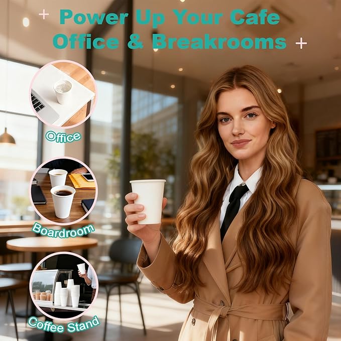 12 oz 1000 Pack Disposable Coffee Cups, Bulk White Disposable Paper Cups, Coffee Cups for Hot Tea, Chocolate and Cold Drinkse
