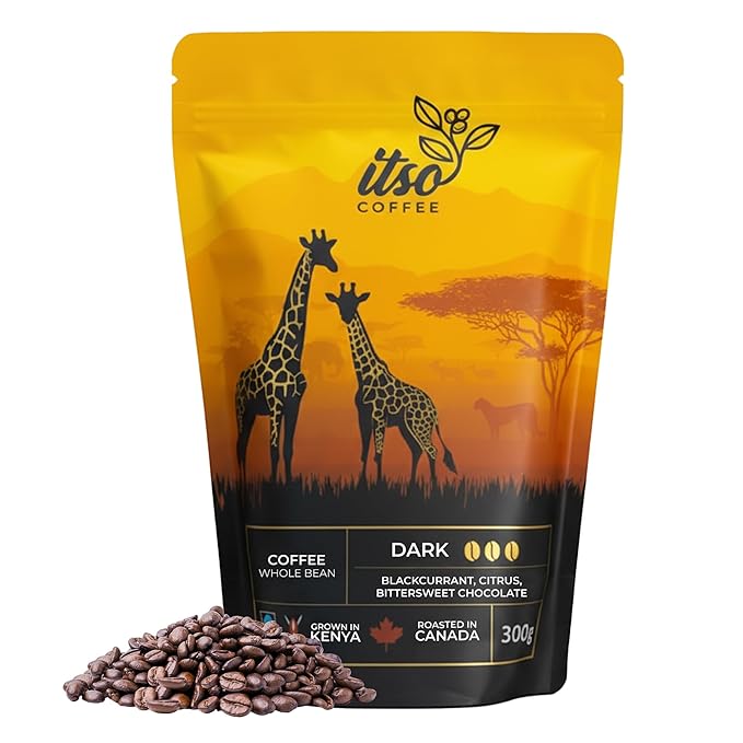Dark Roast Whole Bean Coffee – Bold & Smooth Arabica for Espresso & Cold Brew – Fresh Roasted Specialty Coffee, Single Origin 300g Bag – Premium Kenyan AA Beans