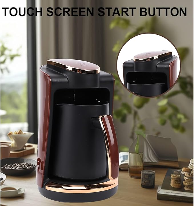 Zunate Electric Turkish Greek Coffee Maker 550W, 250ML Single Cup Machine with Included Cup & Spoon for Home, Office, Travel Brewing