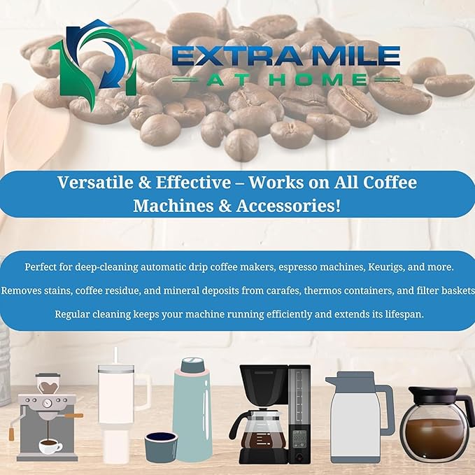 Multi-Surface Coffee Maker Descaling Solution – Professional-Grade Cleaner for Scale, Calcium & Residue – Restores Brew Performance – Includes Microfiber Cloth & Cleaning Brush (4-Piece Set)