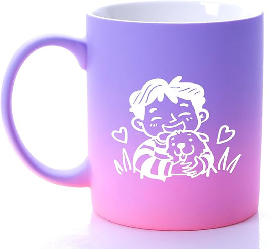 G MUGS Dog Lover Ceramic Coffee Mug - 13oz Ceramic Tea Mug with Kid & Puppy Hug Design, Gift for Men Boys Dog Enthusiasts Sunset Glow Mug
