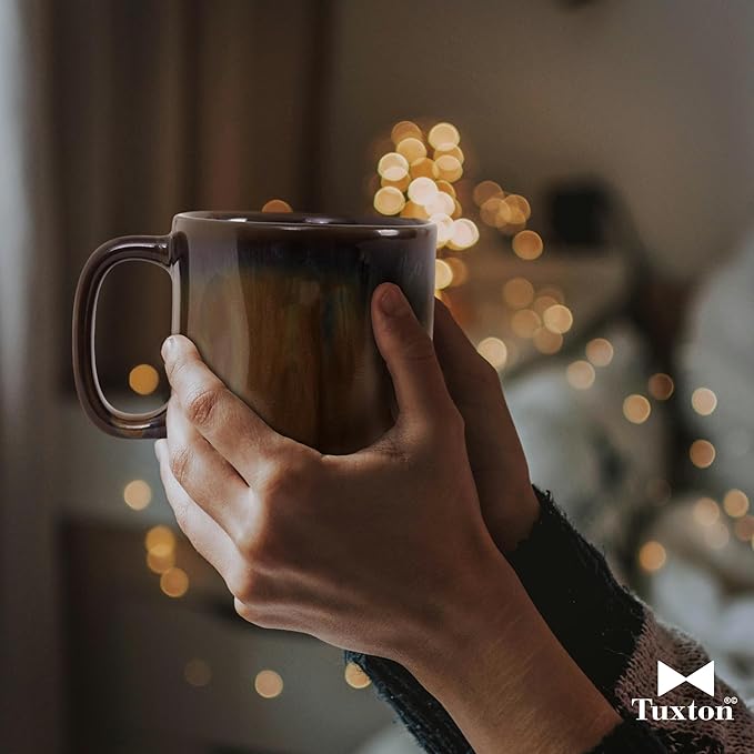 Tuxton China GAJ-150 Yukon Mug, 12 oz., 3-3/8" Diameter x 3-3/4"H, with Handle, Stackable, Microwave and Dishwasher Safe, Oven Proof, Fully Vitrified, Ceramic, TuxTrendz, Artisan, Pack of 24