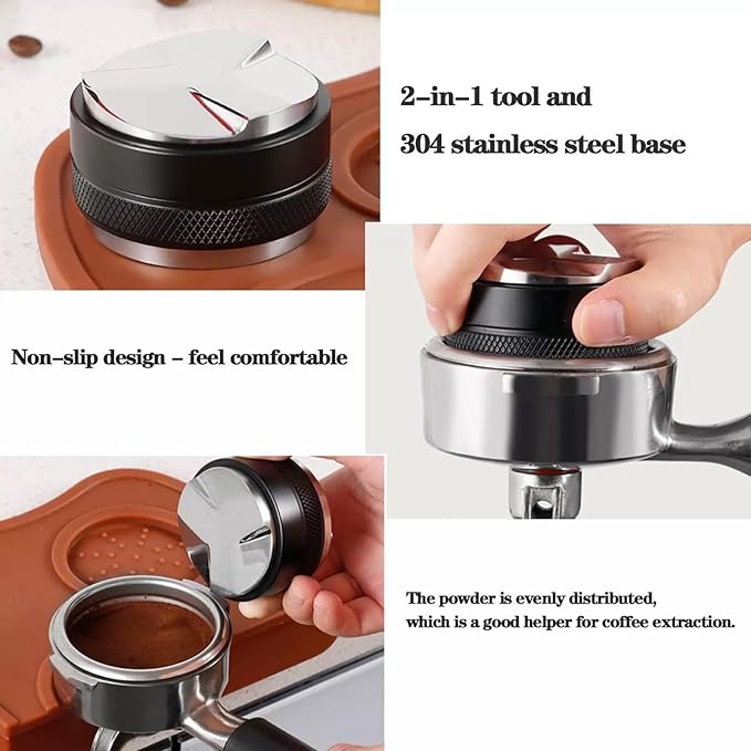 51mm Espresso Accessories Kit - WDT Tool Espresso Tamper, Coffee Distribution Tool, Dosing Funnel, Dual Head Coffee Leveler Fits Delonghi 51 mm Espresso Machines and Portafilters