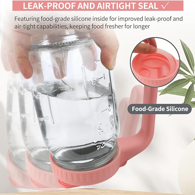 Cnsndqedke 64oz Glass Pitcher with Lid &Pour Spout - 2 Quart Breastmilk Pitcher Double Leak Proof, Creamer Container for Sun Tea, Juice, Cold Brew Coffee, Breastmilk Storage Container -Pink Lid