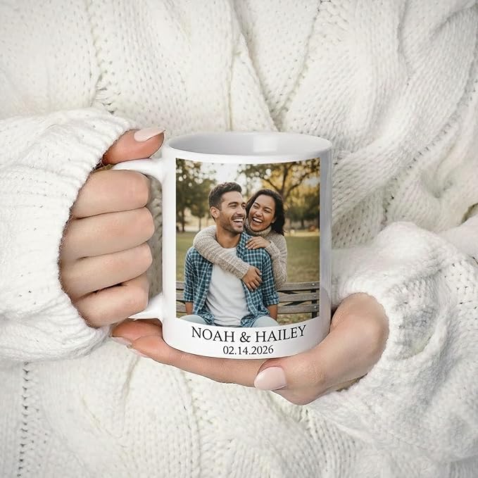 Personalized Newleywed Mug, Custom Anniversary Couple Decor, Customize Mug Couple Photo Gift, Mr & Mrs Coffee Cup, Engagement Wedding Drinking Cup