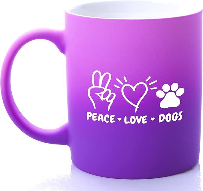 G MUGS Dog Lover Coffee Mug - Gift for Women Men,13oz Ceramic Tea Mug with Peace Love Dogs Design, Cute Paw Print & Heart Mug for Dog Owners Before Sunset Mug