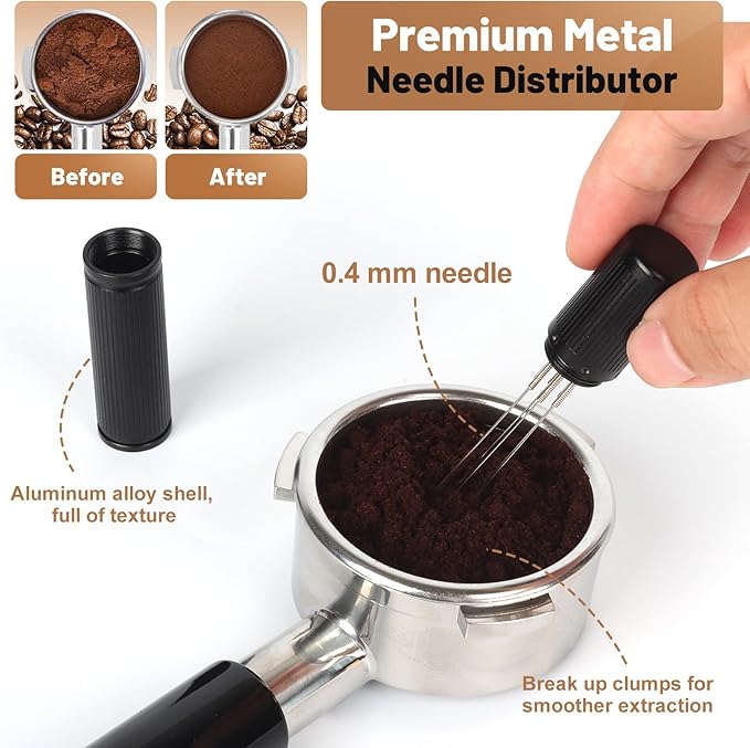 58mm Espresso Accessories Kit – Spring-Loaded Espresso Tamper, WDT Tool, Coffee Distributor, Magnetic Dosing Funnel, Puck Screen with Remover – Premium Stainless Steel & Aluminum Espresso Tools