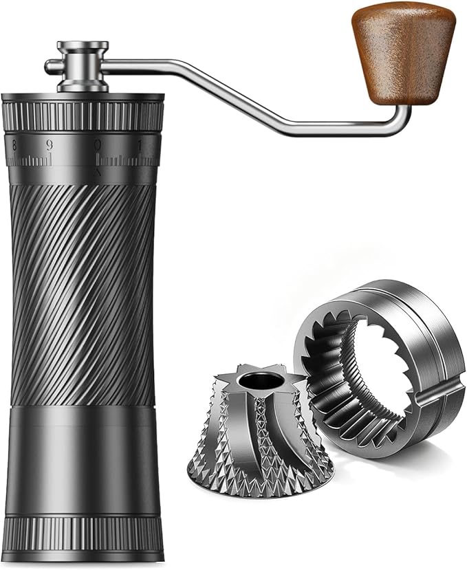 AeroGrind Manual Hand Coffee Grinder with DLC 440 Burrs, 38g Capacity Portable Coffee Bean Mill for Moka pot, French Press, Espresso, Pour Over