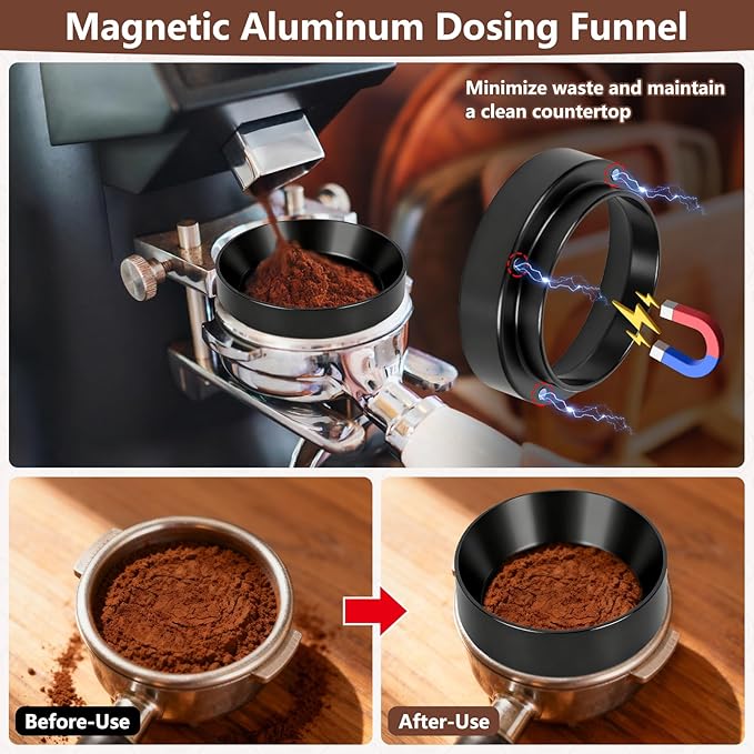 Y-Step 51mm Espresso Accessories Kit, Dual Head Coffee Distributor Espresso Leveler, WDT Tool Needle Espresso Stirrer, Dosing Funnel, Tamping Mat, Barista Tools Coffee Tamper Set for 51 mm Portafilter