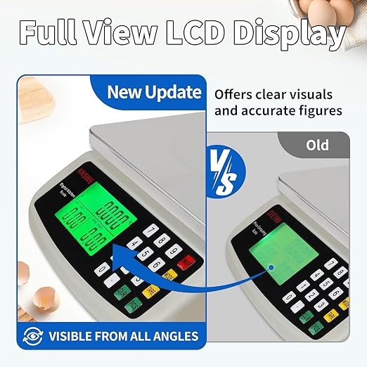 KNSWE Commercial Food Scale 40KG Large Digital Kitchen Scale Baking Cooking Bread Meat Weight Price Computing Scale Stainless Steel Parts and Coins Counting Scale for Deli Stores Tare Function