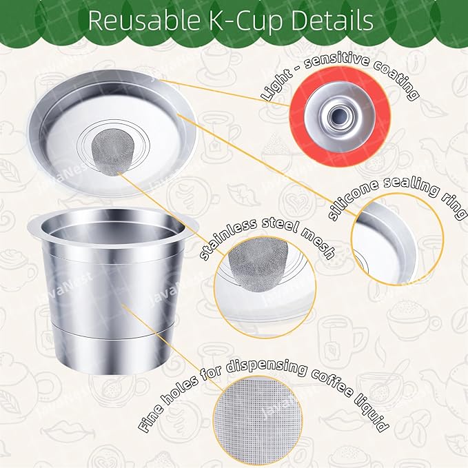 6 Pack Reusable K Cups for Keurig 2.0 & 1.0, Stainless Steel Reusable Coffee Pods for Keurig, Reusable Pods, Refillable Coffee Filter with Scoop & 6 Extra Seals (6 * new for Keurig 2.0 & 1.0)