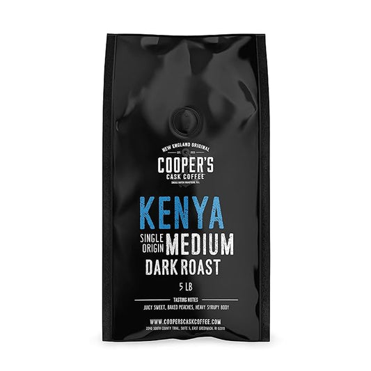Kenya AA Medium-Dark Roast Coffee Beans, Single Origin Whole Bean or Ground Coffee, Gourmet Coffee - 5lb Bag