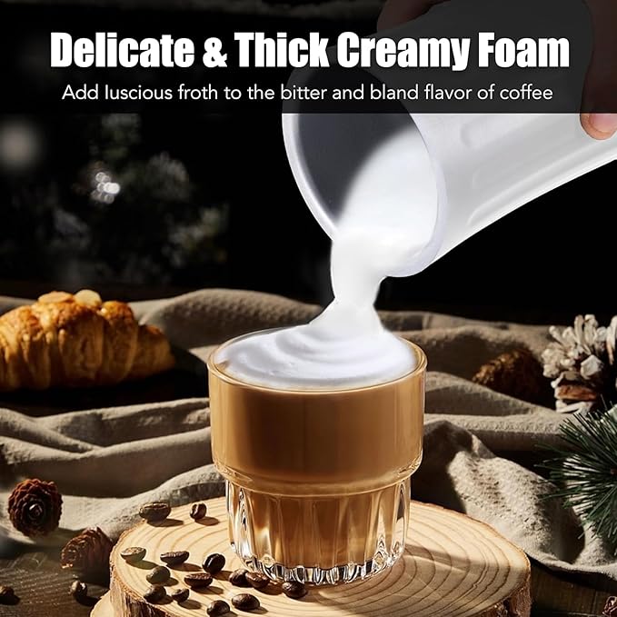 Ovetedot Milk Frother, Upgraded 4-in-1 Milk Frother and Steamer, Hot and Cold Foam Maker and Milk Warmer with Temperature Control & Auto Shut-Off, Frother for Coffee, Latte, Cappuccino, Matcha(Pearl)