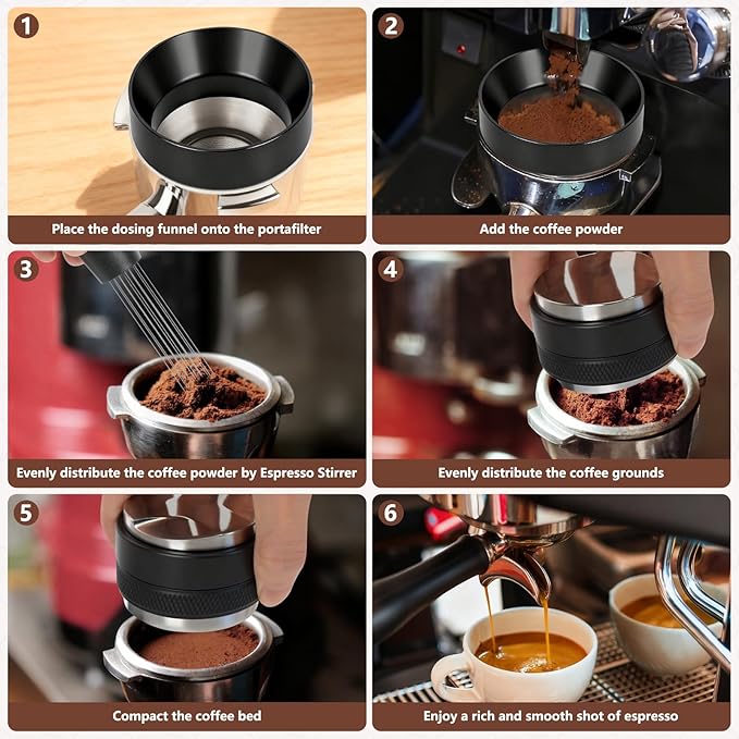 Y-Step 51mm Espresso Accessories Kit, Dual Head Coffee Distributor Espresso Leveler, WDT Tool Needle Espresso Stirrer, Dosing Funnel, Tamping Mat, Barista Tools Coffee Tamper Set for 51 mm Portafilter