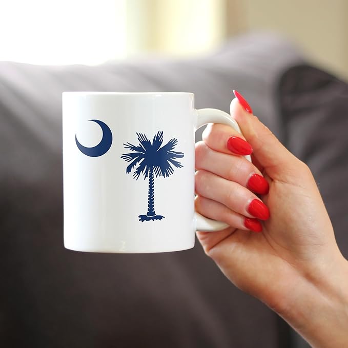 Bevvee South Carolina Flag Coffee Mug - State Themed Drinking Decor and Gifts for South Carolinians - 11oz White Ceramic Mug