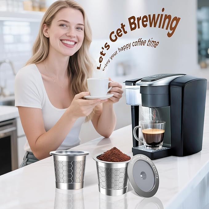 Reusable K Cups Coffee Pods for Keurig 1.0,Stainless Steel K Cups for Keurig,Kcup Refillable Coffee Pod with Double layer Stainless Steel Coffee Filter for Richer Coffee (2 Pack）