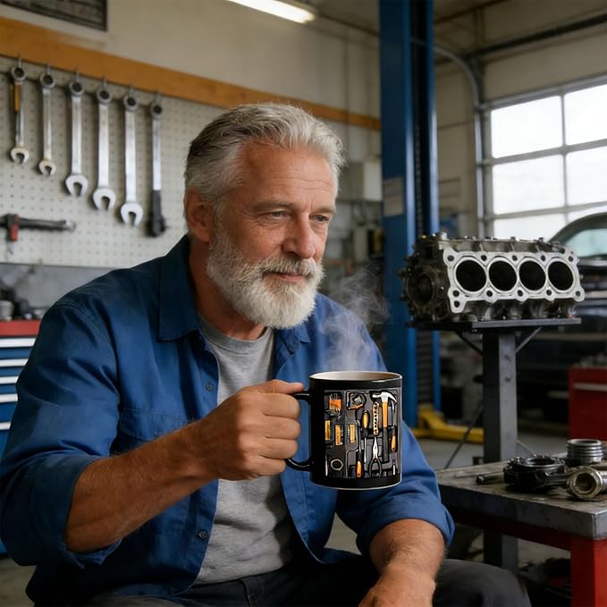 2026 New Mechanic Tool Kit with Fun 3D Printed Pattern Mug, 11oz Ceramic mechanical toolbox coffee cup Set, Perfect for Birthdays, Valentine's Day, and Father's Day (H)