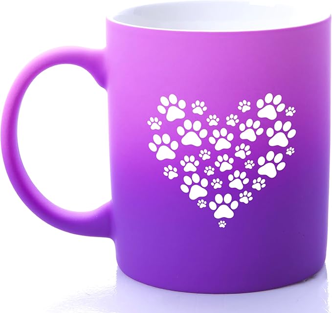 G MUGS Dog Paw Ceramic Coffee Mug, Pet Paw Print Heart Design Mug, Tea Mug, Cute Animal Lover Gift for Women Men,13oz Before Sunset Mug