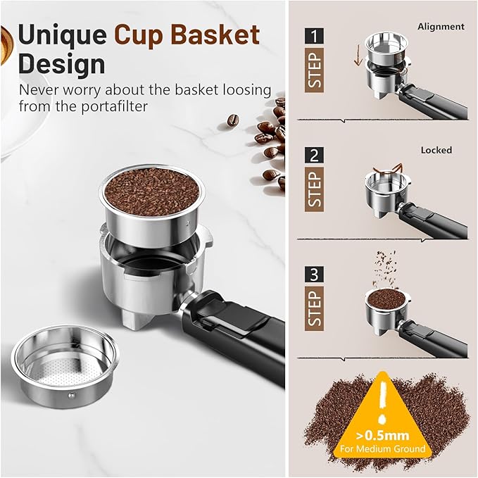 KEENSTAR Espresso Machine 20 Bar, Cold Brew Espresso Maker with Milk Frother Steam Wand, Compact Stainless Steel Semi Automatic Espresso Coffee Machine for Cappuccino & Latte & Americano Maker