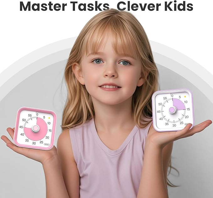 InfPokid Visual Timer for Kids with Pause Function, 60 Minute Countdown Timer for Kids Desk Study, Teaching, Kitchen Cooking, Office Meetings, Time Management for ADHD (Purple)
