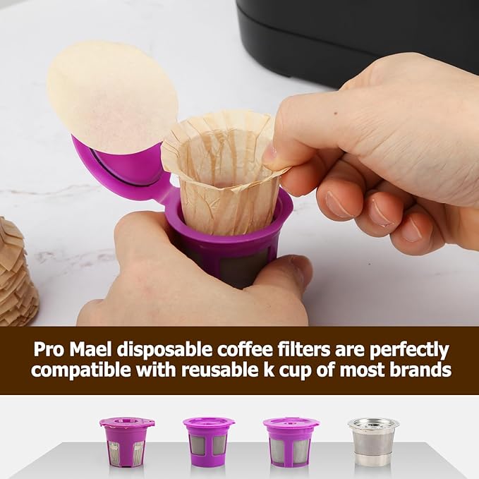 Pro Mael Disposable K Cup Coffee Filters with Lid, Coffee Filter Paper for Keurig Brewers Single Serve 1.0 and 2.0, Use with Resusable K Cup Pods, White (200 Count)