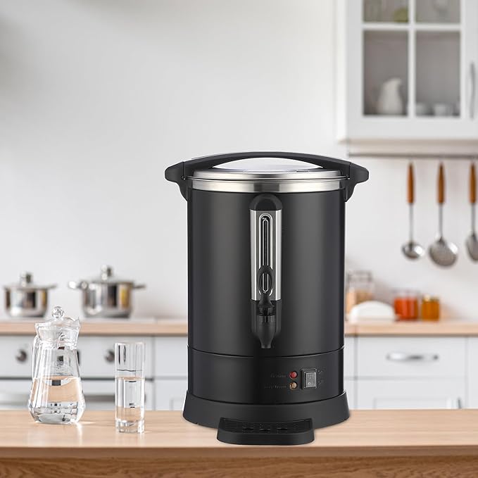 100 Cup Commercial Coffee Urn (14L/3.8 Gal), Double-Wall Stainless Steel Electric Hot Beverage Dispenser with Fast Brew & Keep Warm Function for Buffet, Catering & Party