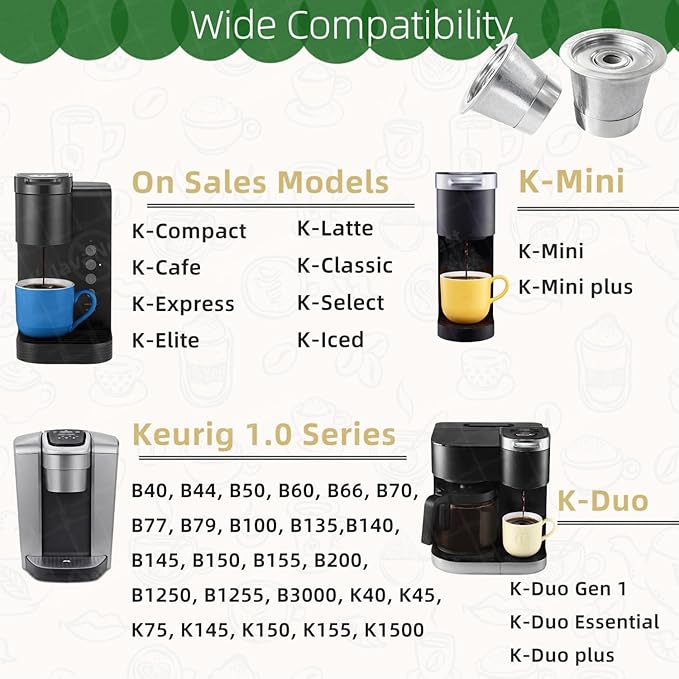 6 Pack Reusable K Cups for Keurig 1.0, Stainless Steel Reusable Coffee Pods for Keurig, Keurig Reusable Pods, Refillable Coffee Filter, Eco-Friendly, BPA-Free (6 * new for Keurig 1.0)