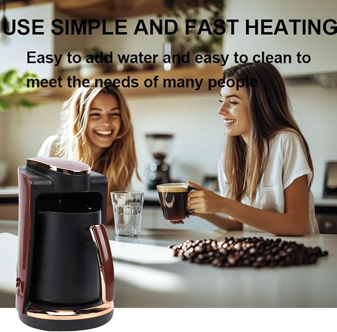 Zunate Electric Turkish Greek Coffee Maker 550W, 250ML Single Cup Machine with Included Cup & Spoon for Home, Office, Travel Brewing