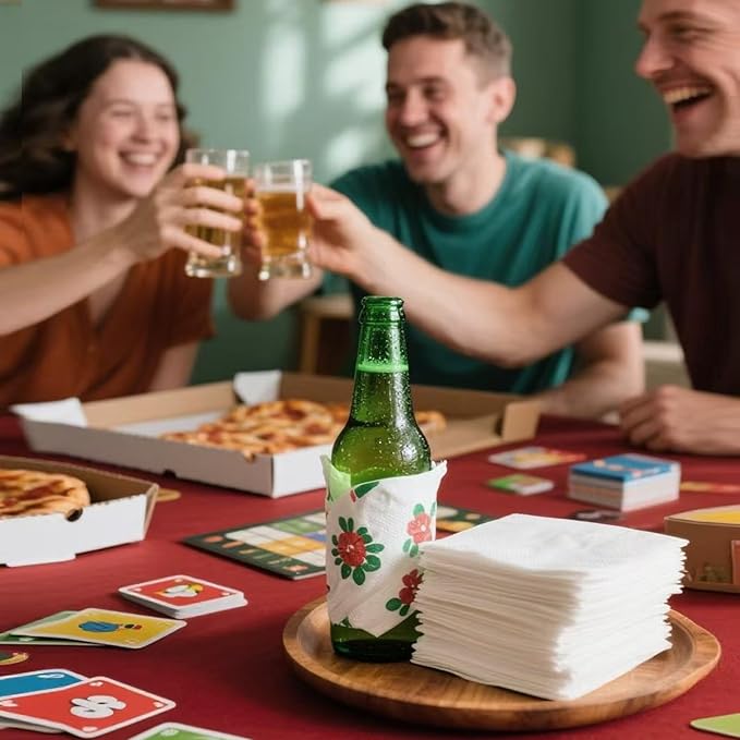 1200 Count Napkins 2 Ply Plain White Beverage Napkins Disposable Four Fold Cocktails Paper Napkins 4.9" X 4.9" folded for Party and Every Day Use (1200)