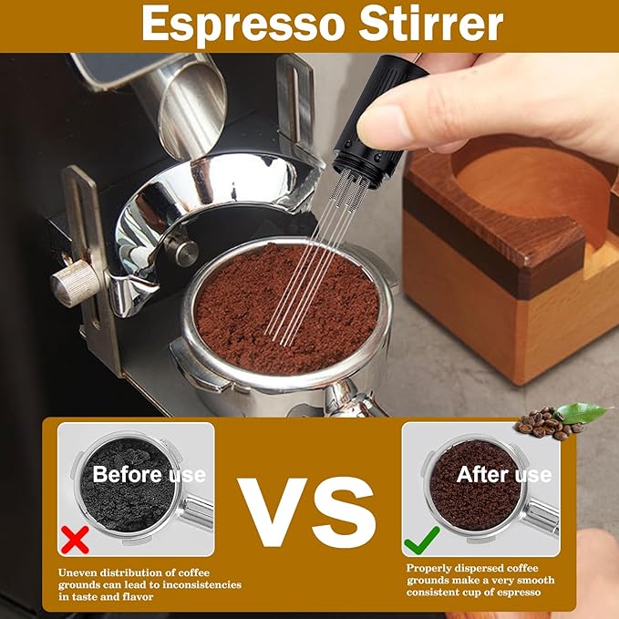 58mm Espresso Accessories Kit, 316 stainless steel Espresso Tamper, WDT Tool, Puck Screen and Dosing Funnel Set Fits Delonghi 58 mm Espresso Coffee Machines and Portafilter, Barista Tools (Golden)