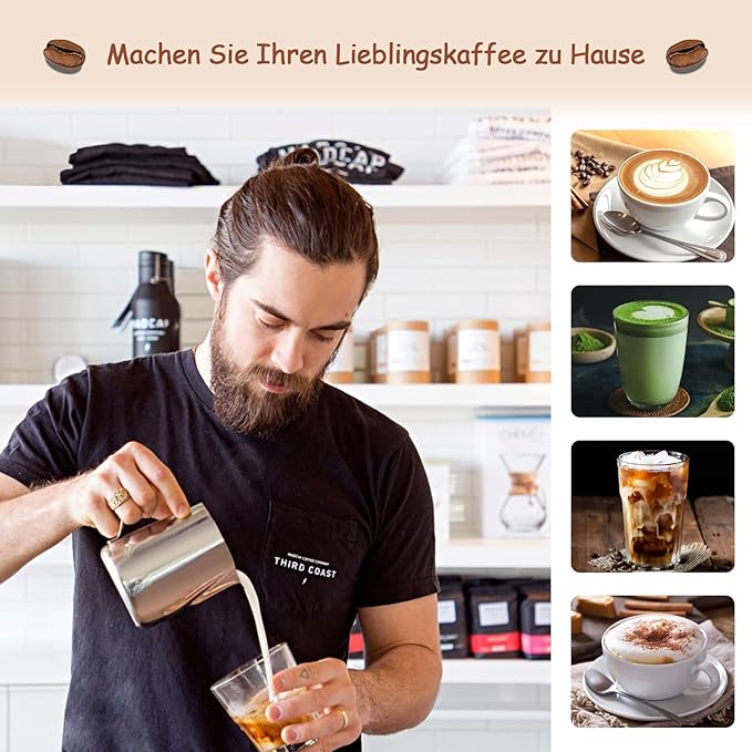 FITNATE Rechargeable Electric Foam Maker Drink Mixer 3 Speeds with 2 Stainless Steel Whisks, Frother for Coffee, Hot Chocolate, Latte, Cappuccino, Includes Frother Cup