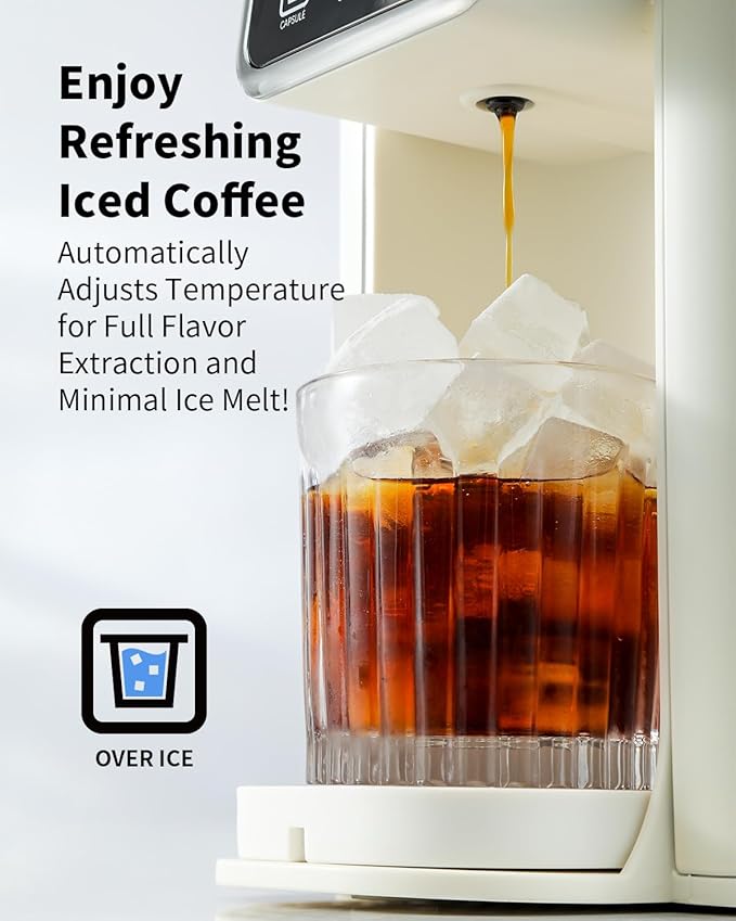KIDISLE Hot & Iced Coffee Maker with Bold Setting, Single Serve Coffee Maker for K Cup and Grounds, 6-14 Oz Brew Sizes, 50 Oz Removable Water Tank, One Cup Coffee Machine with Reusable Filter, White
