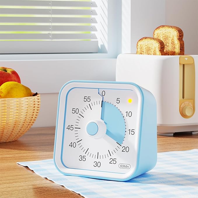 InfPokid Visual Timer for Kids with Pause Function, 60 Minute Countdown Timer for Kids Desk Study, Teaching, Kitchen Cooking, Office Meetings, Time Management for ADHD (Blue)