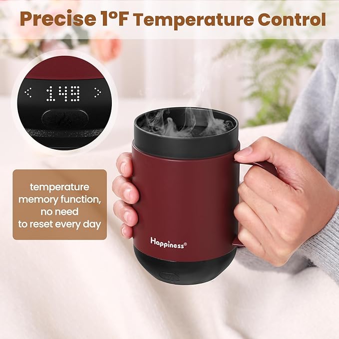Smart Heated Coffee Mug,16oz Rechargeable Electric Self Heating Temperature Control Coffee Cup