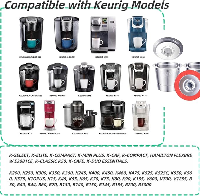 6 Pack Reusable K Cups for Keurig 2.0 & 1.0, Stainless Steel Reusable Coffee Pods for Keurig, Reusable Pods, Refillable Coffee Filter with Scoop & 6 Extra Seals (6 * new for Keurig 2.0 & 1.0)