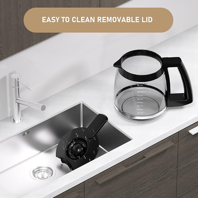 12 Cup Coffee Maker Carafe Replacement Compatible with Cuisinart Coffee Maker DCC-1100BK, DCC-1200, DCC-2650, CHW-12, CHW-12P1, DGB-400, DGB-550BK, DGB-550BK1, DGB-625BC, DGB-700BC, SS-12 and SS-15