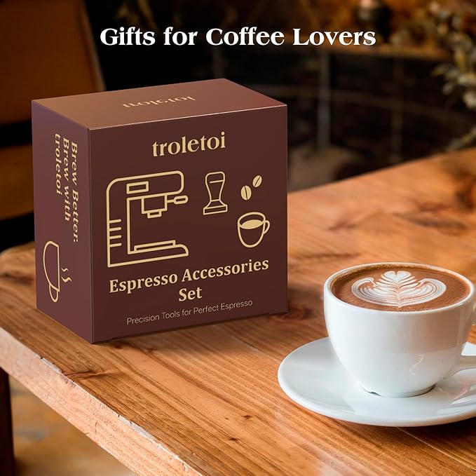 7 PCS Espresso Accessories Kit: 51mm Espresso Tamper, Coffee Distributor, Puck Screen, Dosing Funnel and WDT Tool Espresso Machine Accessories, Premium Espresso Tool Kit
