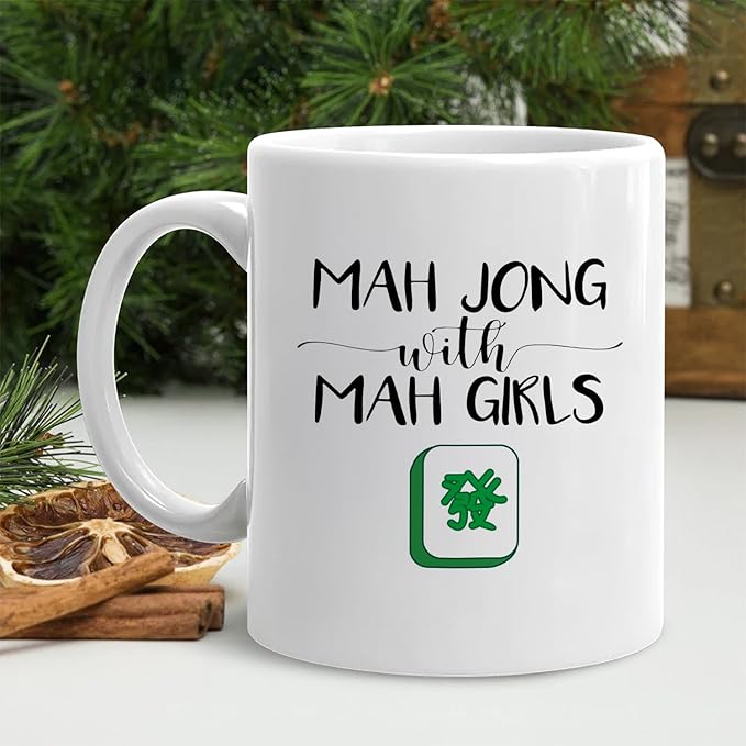 Mahjong Gifts Coffee Mug, Mah Jong Gifts for Women Players Lovers, Mahjong Tiles Accessories Ceramic Coffee Tea Cup Mug 11oz