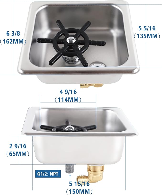 Pitcher Rinser Glass Rinser Espresso Rinser Drain and Drip Tray Solid Brass And 304 Stainless Steel Bar Glass Rinser for Kitchen Sink,Home Kitchen Hotel Cafe Restaurant