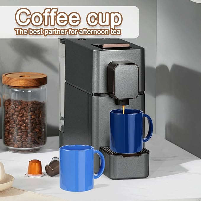 SZNIUSHAO Multi-Coloured Ceramic Mugs Set of 6-11.2 oz / 330ml -Coffee Mugs-Cappuccino-Tea Cups- Hot Chocolate Cups (Cool Color, Large)