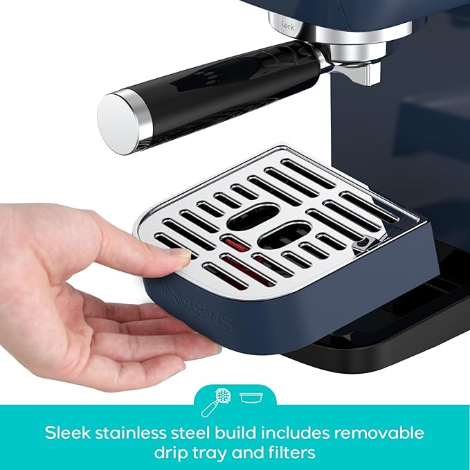 CASABREWS 3700 Essential Espresso Machine 20 Bar, Stainless steel Coffee Maker with Milk Frother, Espresso Coffee Machine for Cappuccino, Latte, 43.9oz Water Tank, Gift for Her, Sapphire Blue