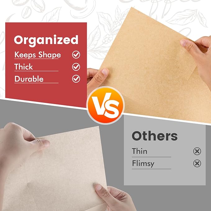 Pre-Folded Unbleached Cone Coffee Filters – Premium Canadian-Imported Thick Paper, Compatible with Chemex Pour-Over Brewers(240 Filters)
