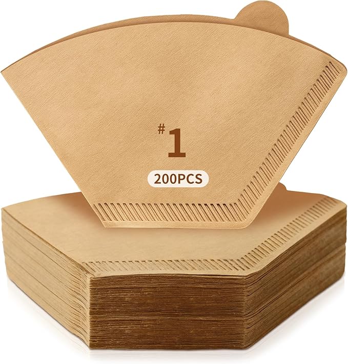 DTFMZOV 200 Count Coffee Filters #1, Disposable Coffee Filters, U Shape Natural Unbleached Coffee Paper Filter for Pour Over and Drip Coffee Maker, Suitable for Home Coffee Shop (1-2 Cup)